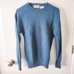 Coral Shetland Wool Blue Crewneck Sweater